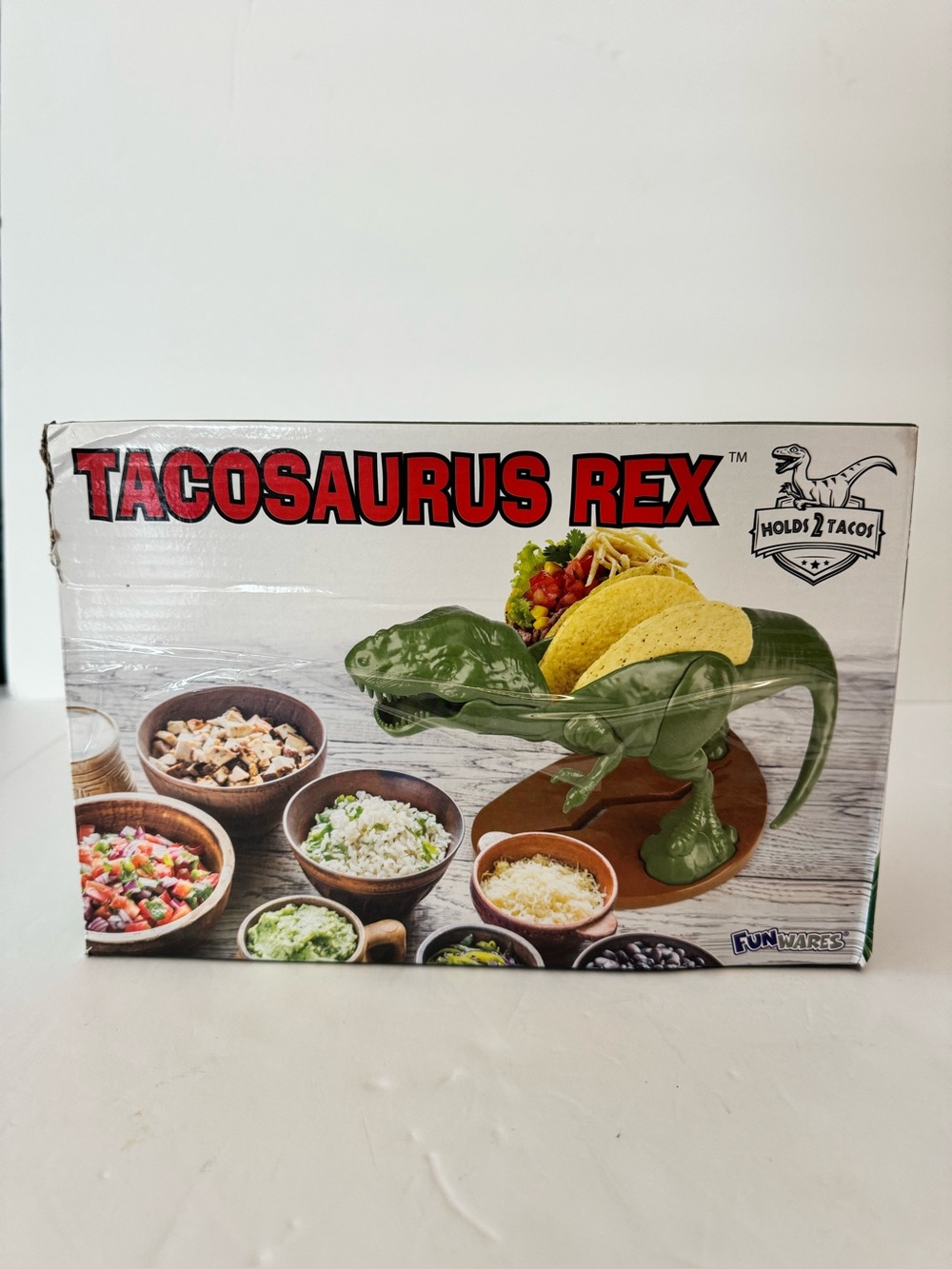 Fun Wares Tacosaurus Rex Taco Holder, Green- Holds 2 Tacos!